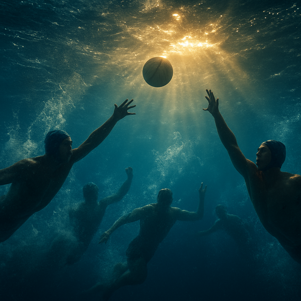 Pallanuoto in azione — atleti in acqua